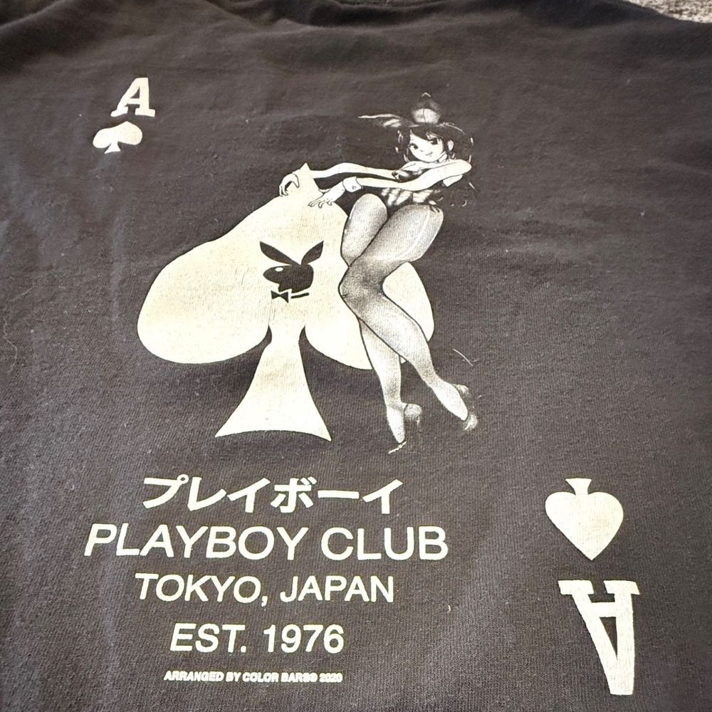Playboy Club Tokyo Japan Color Bars Graphic T-Shirt Mens Large Black Ace Spades - Picture 6 of 11